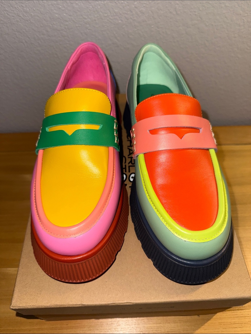 Colorblock Platform Leather Loafers